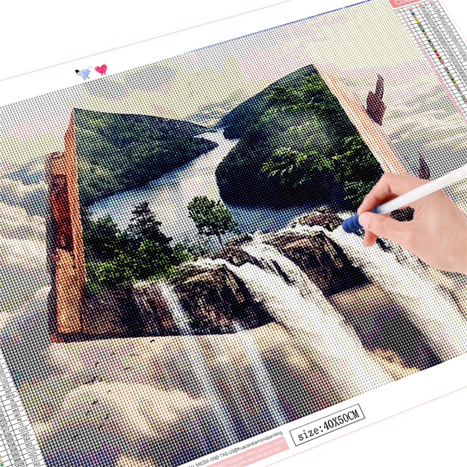 Trayosin Diamant Painting Bilder Wasserfall,Landschaft Daiments Painting Mit Diamond Painting Zubehör,Diamond Painting Bilder Für Indie Aesthetic Room Decor (90x60cm)