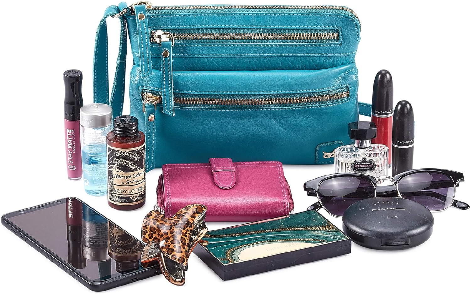 Small Crossbody Bags for Women Leather Sling Purse with Adjustable Strap Multi Pocket Cross Over for Travel & Gift | Real Leather, Purse, Crossover, Trendy