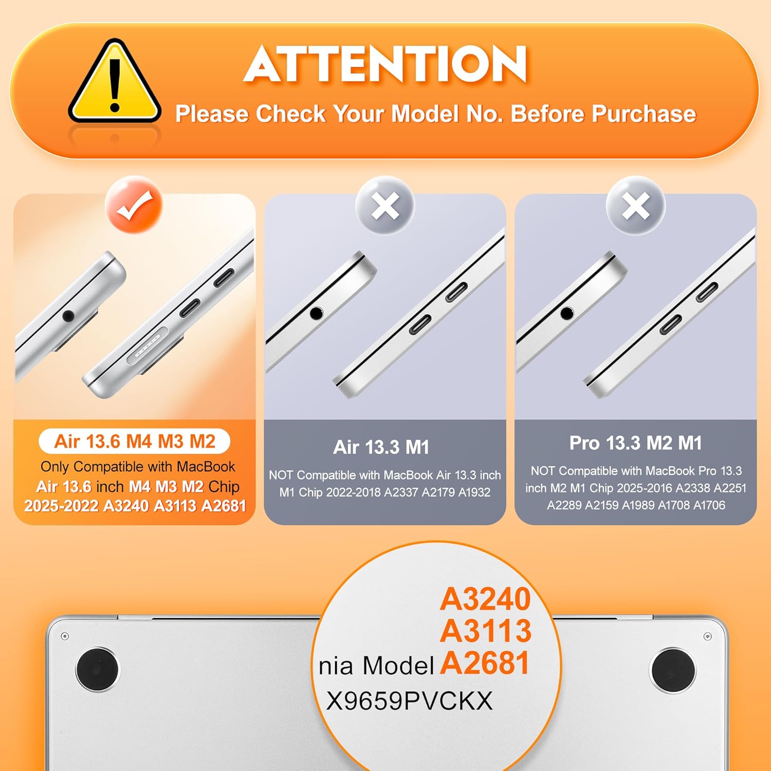 Compatible with M4 MacBook Air 13.6 inch A3240 Case 2025 2024 2023 2022 Release A2681 M2/ A3113 M3 with Touch ID & Retina Display, Plastic Hard Shell Case & Keyboard Cover, Bows - Image 2