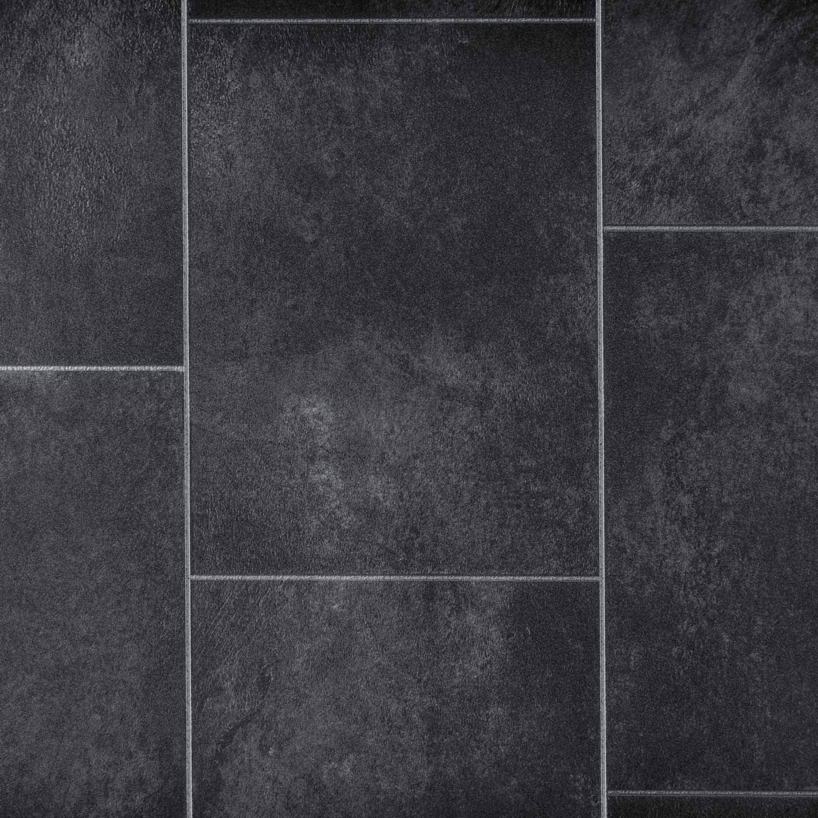 247Floors Stone Tile Effect Flash Vinyl Flooring 2.3mm Realistic Foam Backed Lino Slip Resistant (2m x 3m / 6ft 6" x 9ft 10", Dark Stone Tiles)