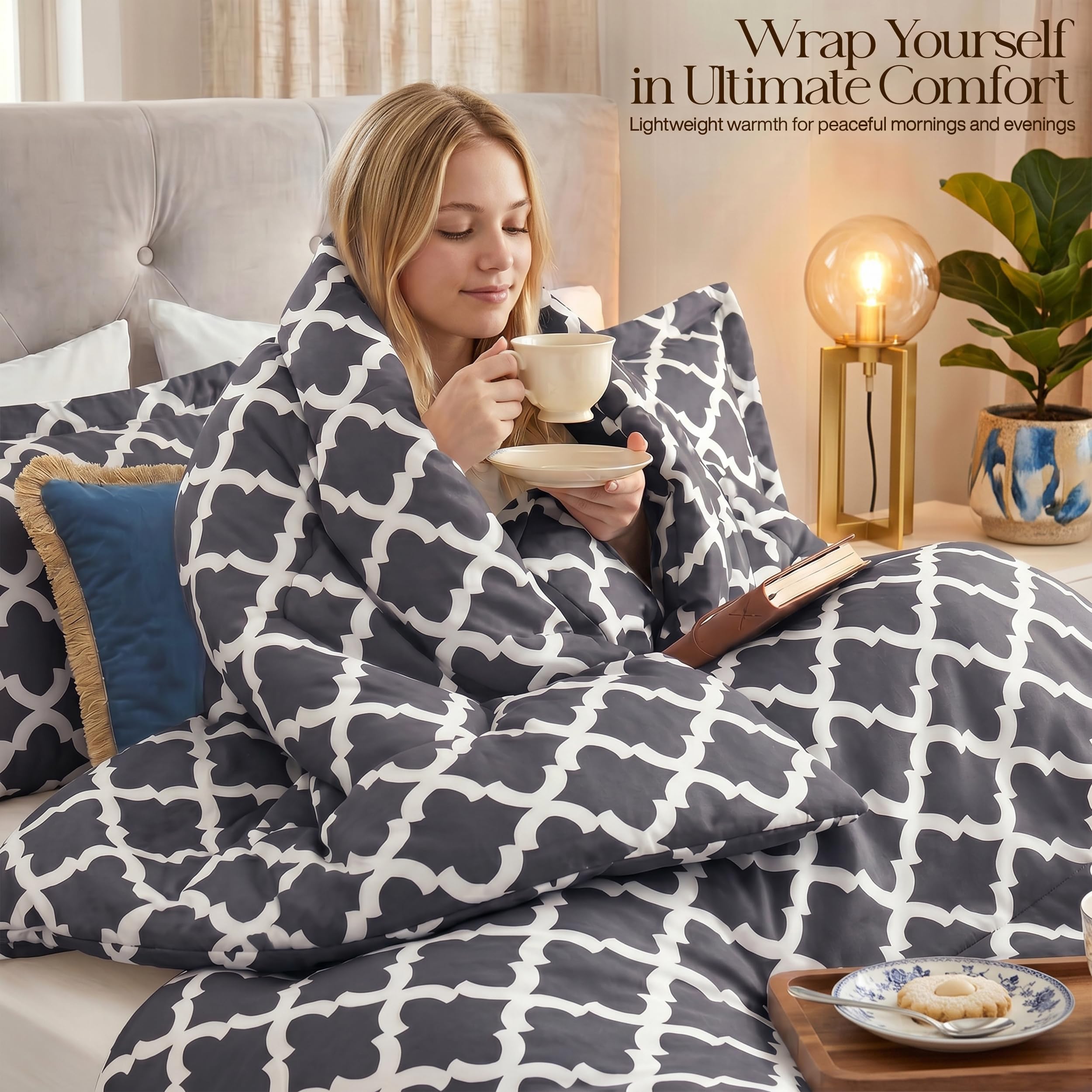 Utopia Bedding Queen Comforter Set - Grey -5