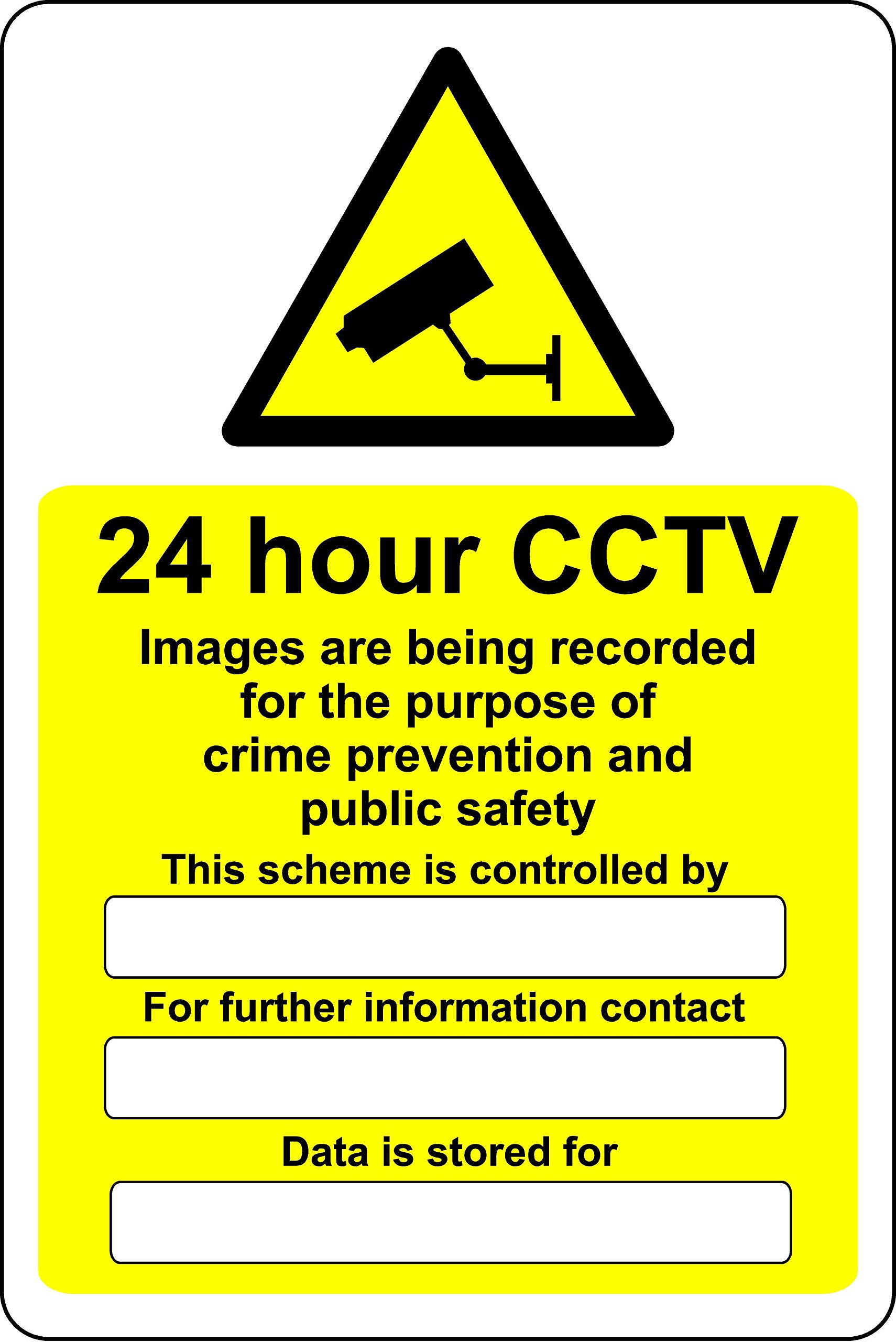 24 hour CCTV images are being recorded for the purpose of crime prevention and public safety camera sign - 1.2mm Rigid plastic 200mm x 150mm