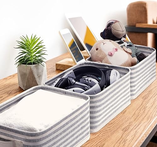 Miniatura 7 de Cesta de almacenamiento pequeña, paquete de 6, contenedores de almacenamiento de tela para armario, cestas de almacenamiento para organización de