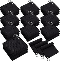 Batiyeer 30 Pack Microfiber Golf Towels 16x16" Waffle Pattern with Clip for Golf Bags - Bulk Black Towels for Men, Tournaments, Yoga, Camping
