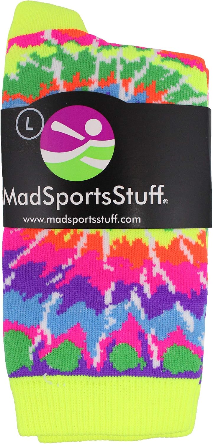 MadSportsStuff Crazy Tie Dye Crew Socks Basketball Volleyball Lacrosse Football for Girls or Boys