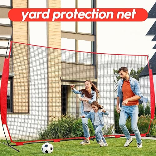 Miniatura 7 de Red deportiva portátil de 7 x 7 pies, 10 x 16 pies, 10 x 20 pies, con bolso y 12 clavos de tierra. Red de respaldo estable para softbol, lacrosse,