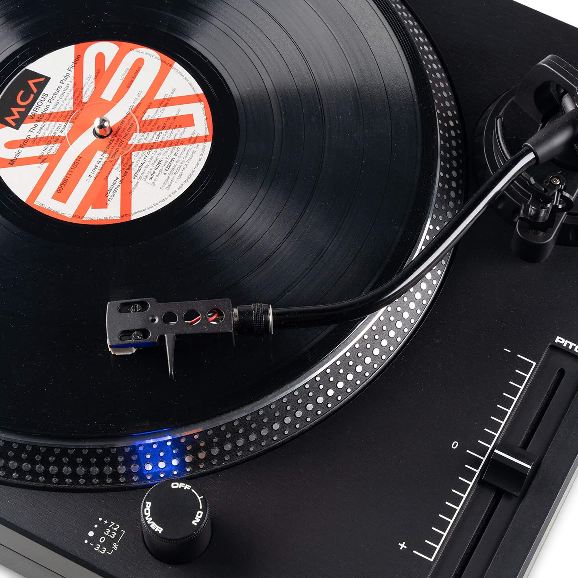 Vonyx DT6000 – Tocadiscos de Vinilo con tracción Directa, cápsula Audio Technica, USB para digitalizar, preamplificador Phono/línea y Pitch Control, Ideal para DJ Profesional o HiFi, Color Negro
