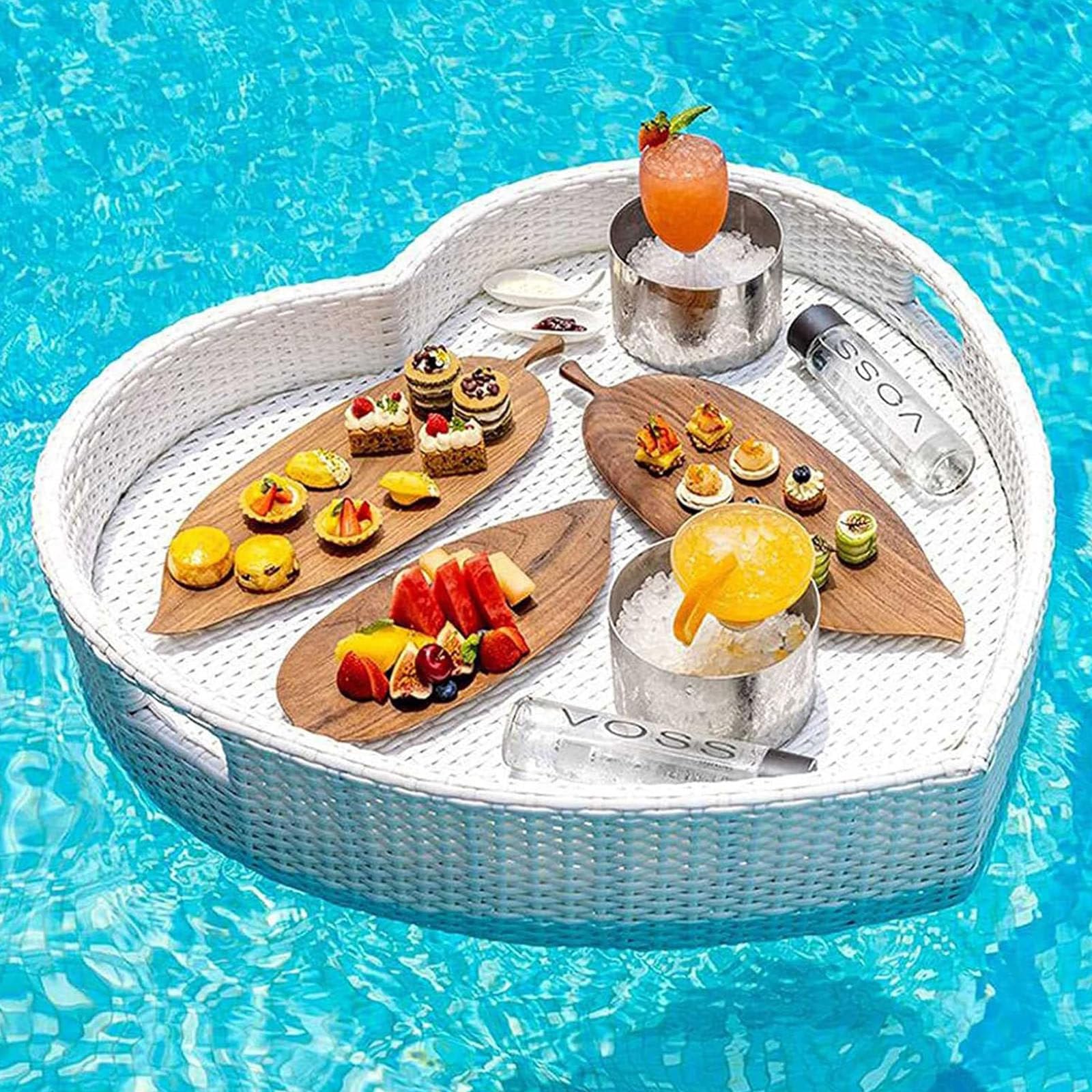 EsEntL Bandeja Flotante Bandeja para Servir de ratán,Bandeja Decorativa de ratán para Mesa de Centro,Bandeja de café Boho para Servir Alimentos,Bandeja de Mimbre Tejida a Mano,Bandeja de Cesta redo