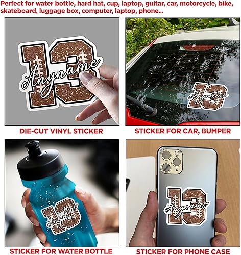 Miniatura 9 de Calcomanía personalizada con nombre para casco de fútbol y rugby, calcomanías de vinilo troqueladas para casco duro, laptop, botella de agua, autos