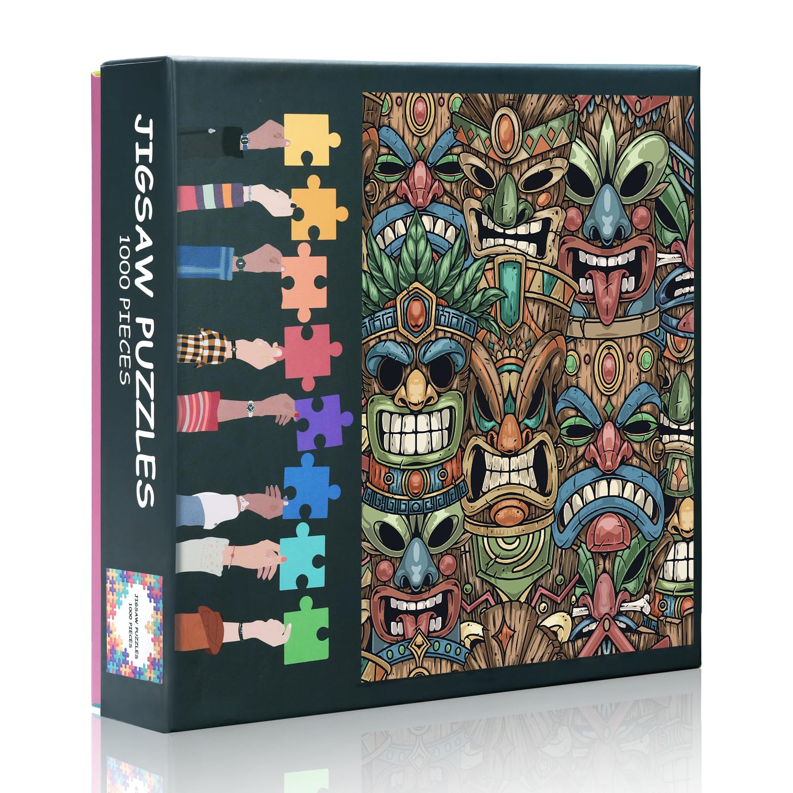 Mayan 1000 Piece Puzzles for Adults Mayan Masks Seamless Pattern Colorful Jigsaw Puzzles, Difficult Impossible Challenging Puzzle, 19.5 x 27.5 Inch