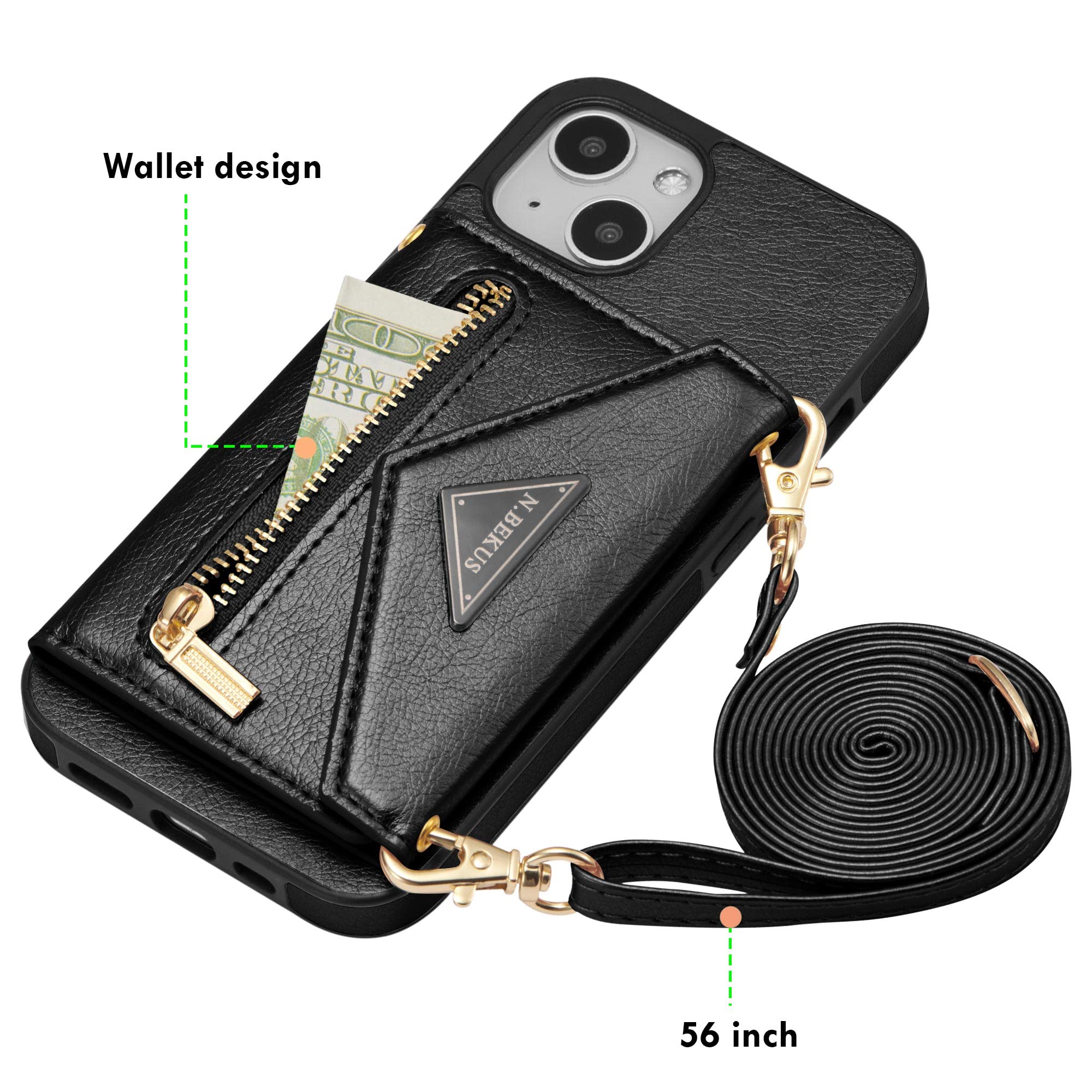 ZCDAYE Custodia a portafoglio per iPhone 15 Plus, custodia per iPhone 15 Plus (6,7 pollici), custodia in pelle per iPhone 15 Plus con porta carte rimovibile - cachi