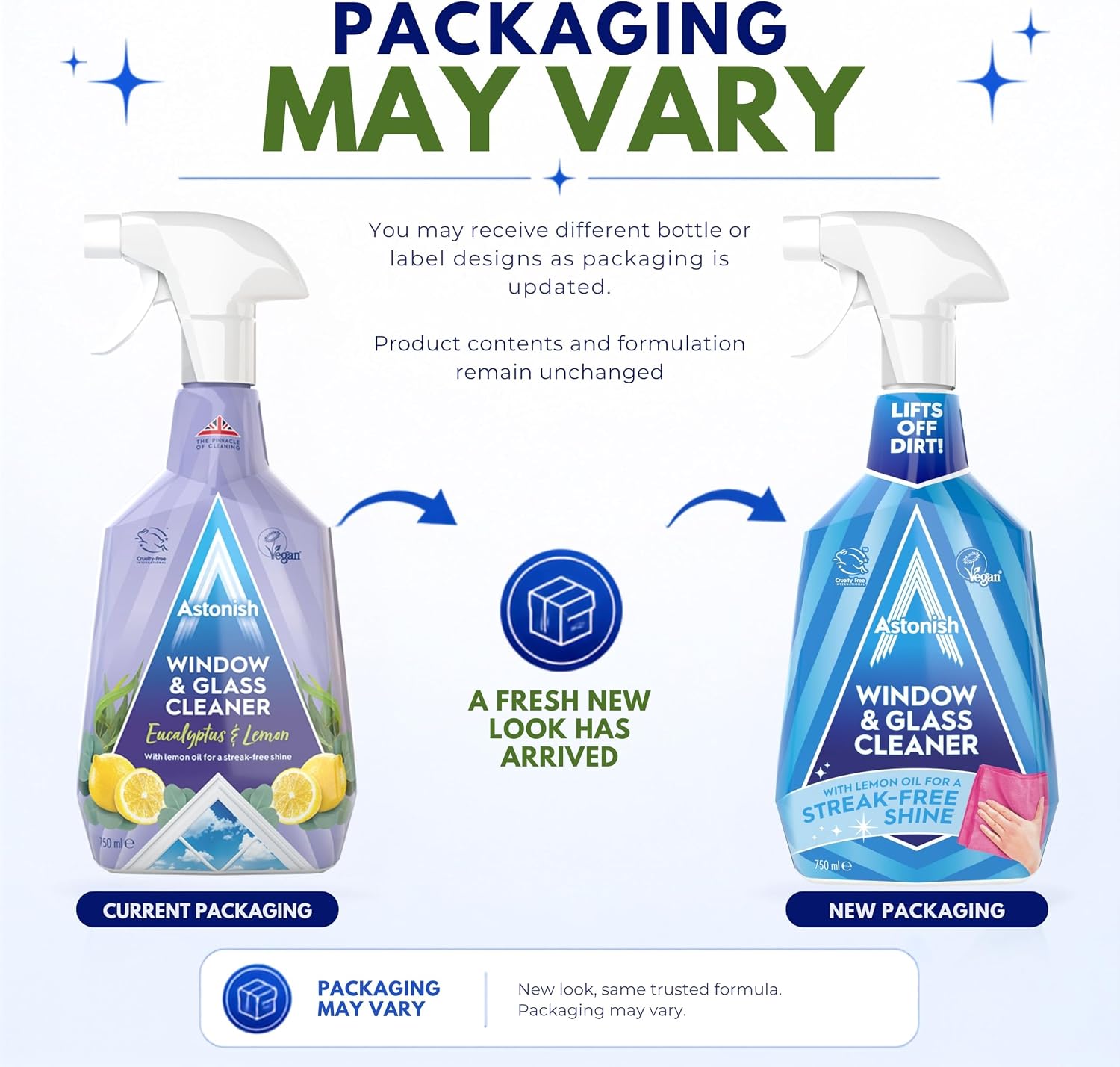 Astonish Glass & Window Cleaner, Ammonia-Free Spray with Vinegar, 25oz 3 PK