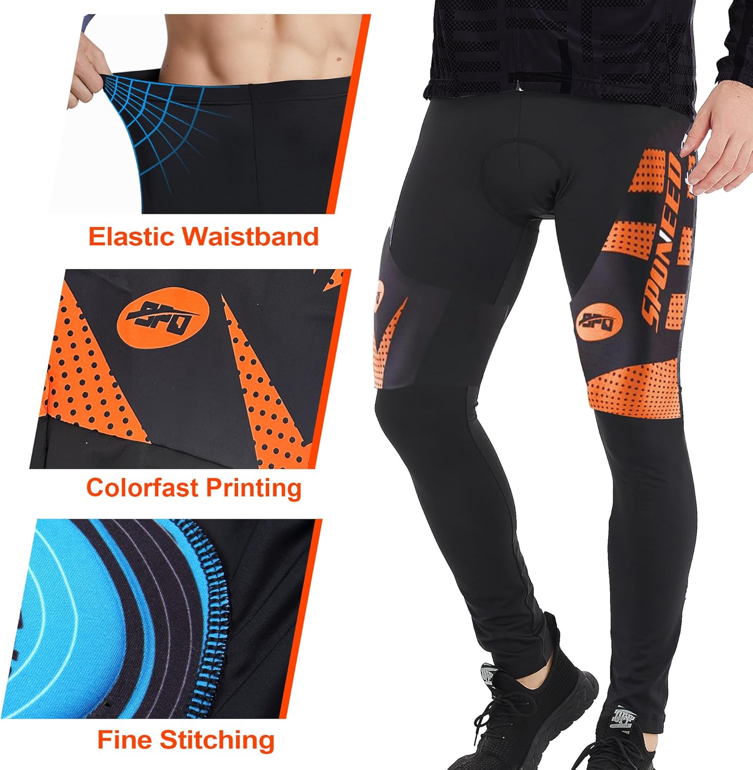 Cycling Pants for Men Road Bike Compression Tights Winter Biking Bottoms with Padding UV Proof - Image 3