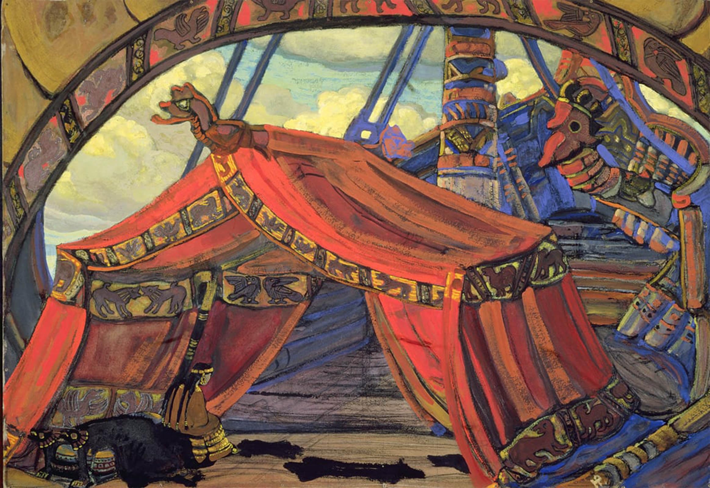 ARTXLXXBN Famous Painting Art Wall Decor Abstract Art Picture Stage Design for by Nicholas Roerich Animal Pictures for Home Decor 60x90cm