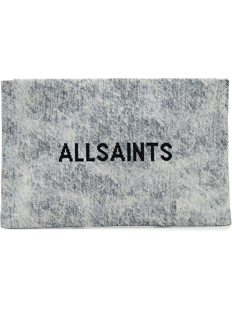 Gray AllSaints Izzy Denim Clutch