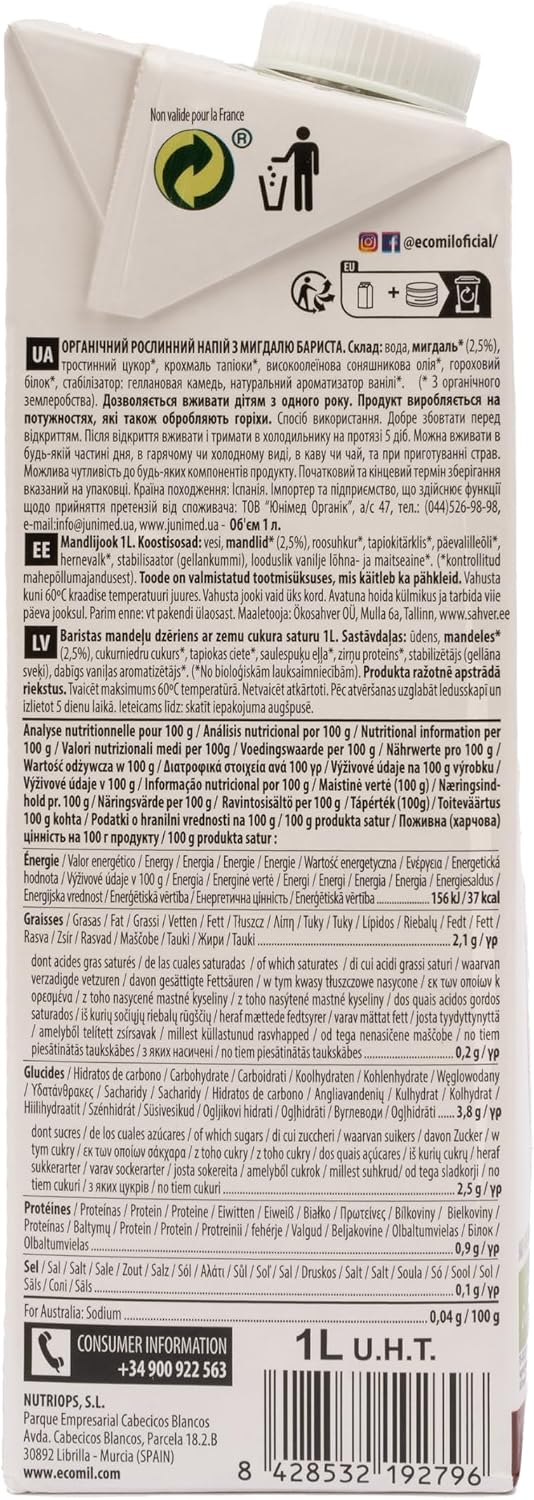 ECOMIL Napój migdałowy dla baristów (1l) - BIO