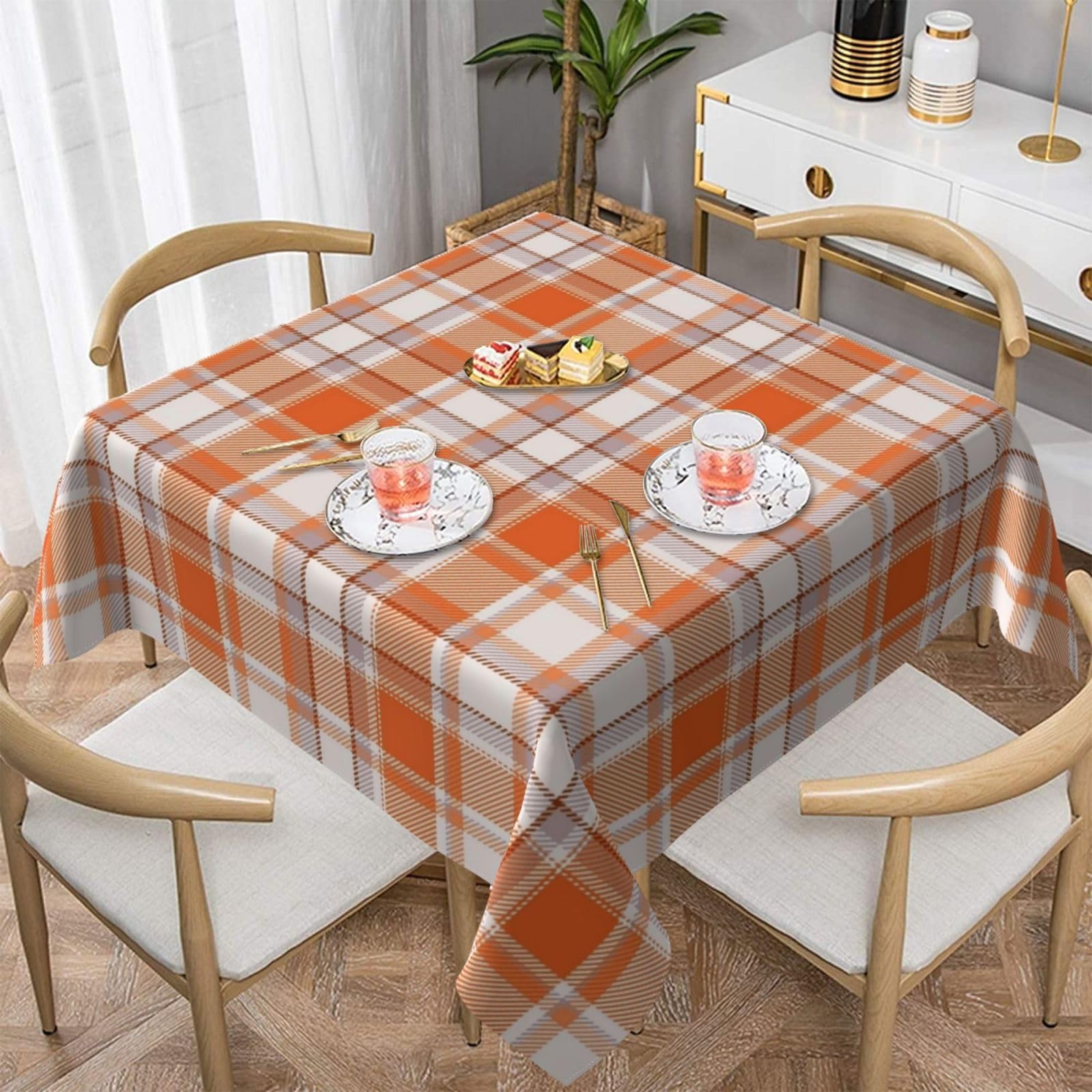Amazon.com: Fall Checkered Square Tablecloth 54x54 Inch Burnt