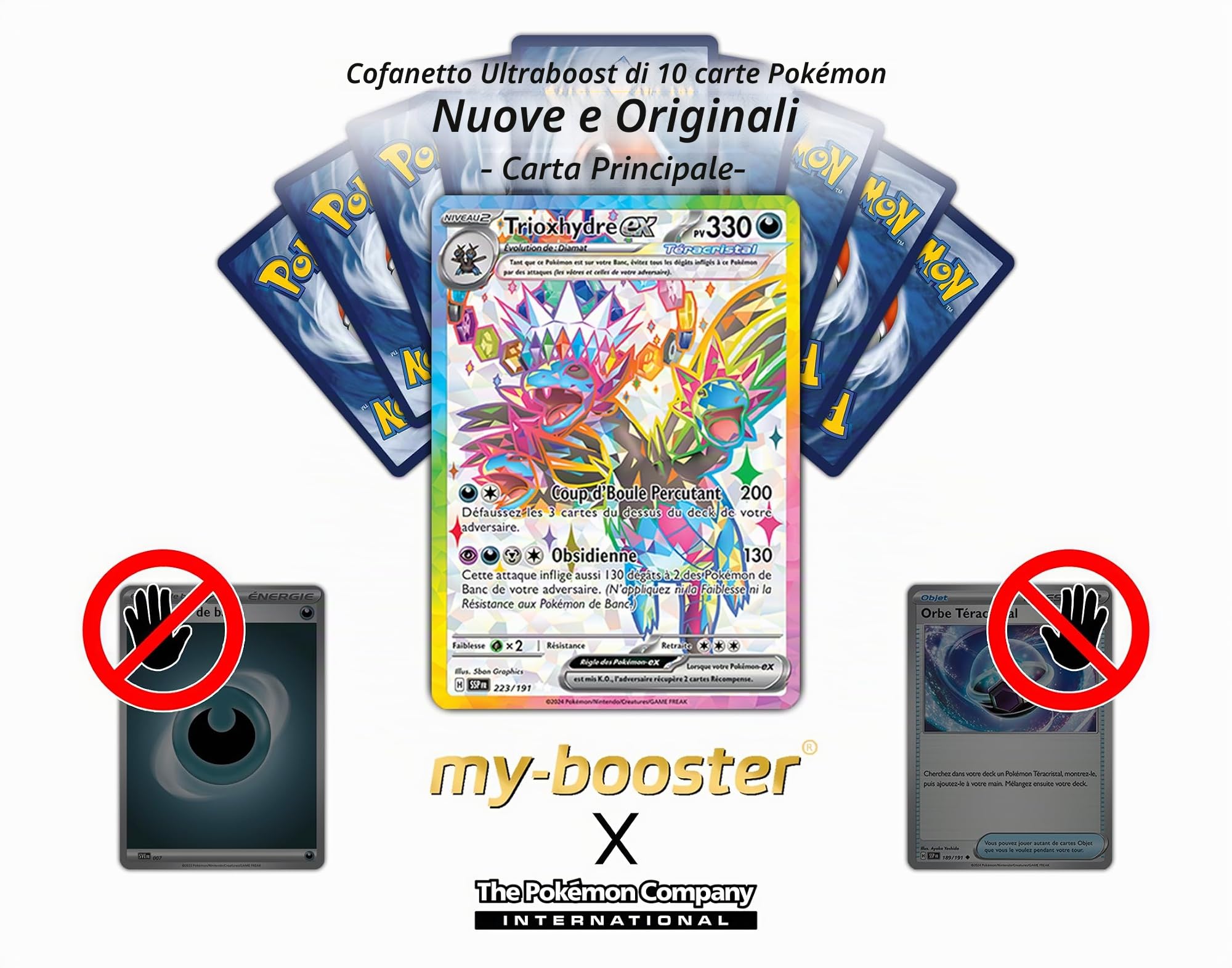my-booster Trioxhydre ex (Hydreigon ex) 223/191 Full Art Teracristal Secreto X Écarlate et Violet 8 - Étincelles Déferlantes Box di 10 carte Pokémon Francese