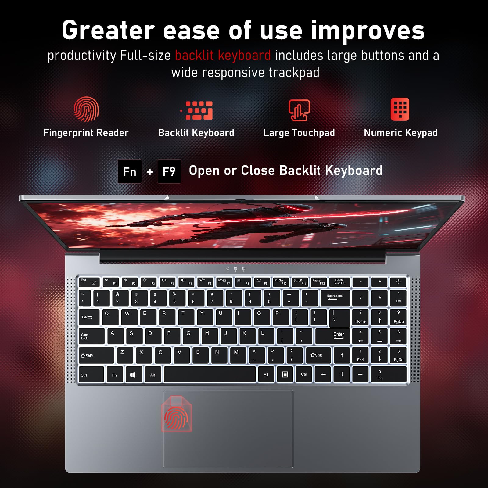 FUNYET Portatile da gioco da 15,6", Processore i9-11900H (fino a 4,9 GHz) Gamer, Portatile 32GB RAM 1TB SSD, Tastiera retroilluminata, Tipo-C, RJ45