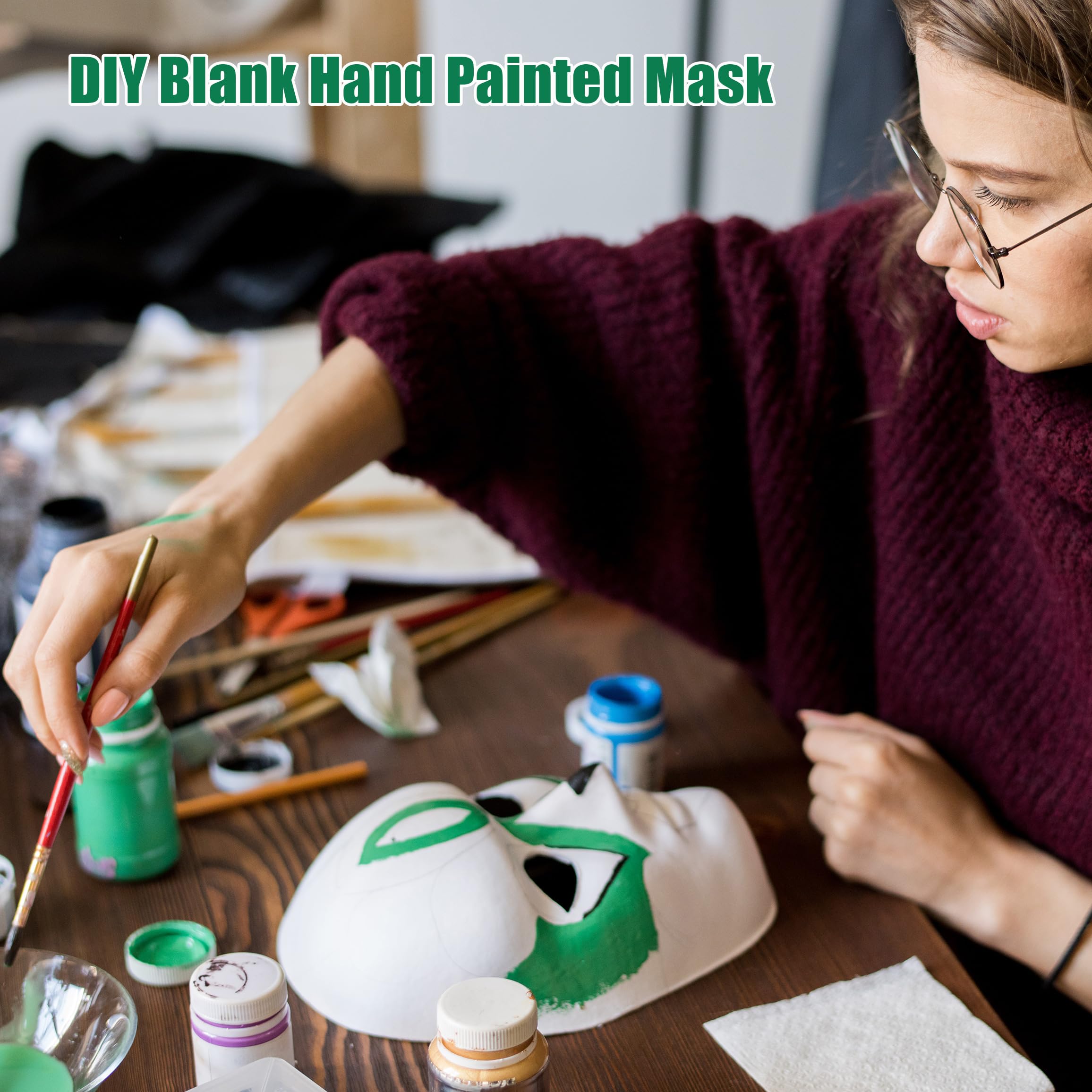 JSMTKJ 10 Pezzi Maschera Verniciata Della Mascherina Maschere Maschera di Carta Bianca per Carnevale, Cosplay, Halloween Party(9,64 x 7,08 pollici)