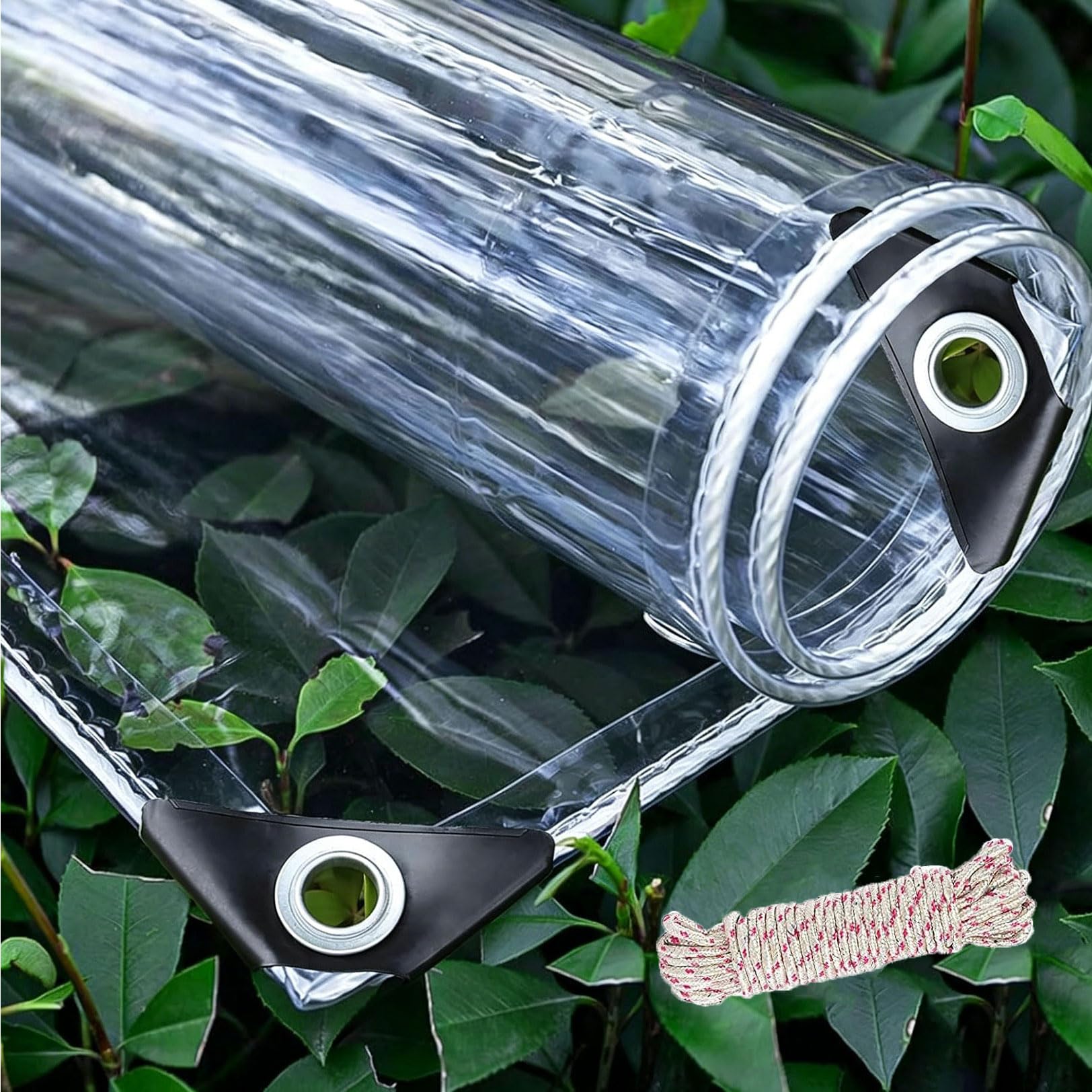 2X8M Thicken Clear Tarp Waterproof, 12 mil Anti-Tear Clear Plastic Tarps with Grommets PVC Tarp Tarpaulin for Winter Garden Patio Enclosure Chicken Coop Window Shield