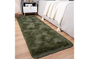 Pacapet Fluffy Olive Green Runner Rug for Home Decor