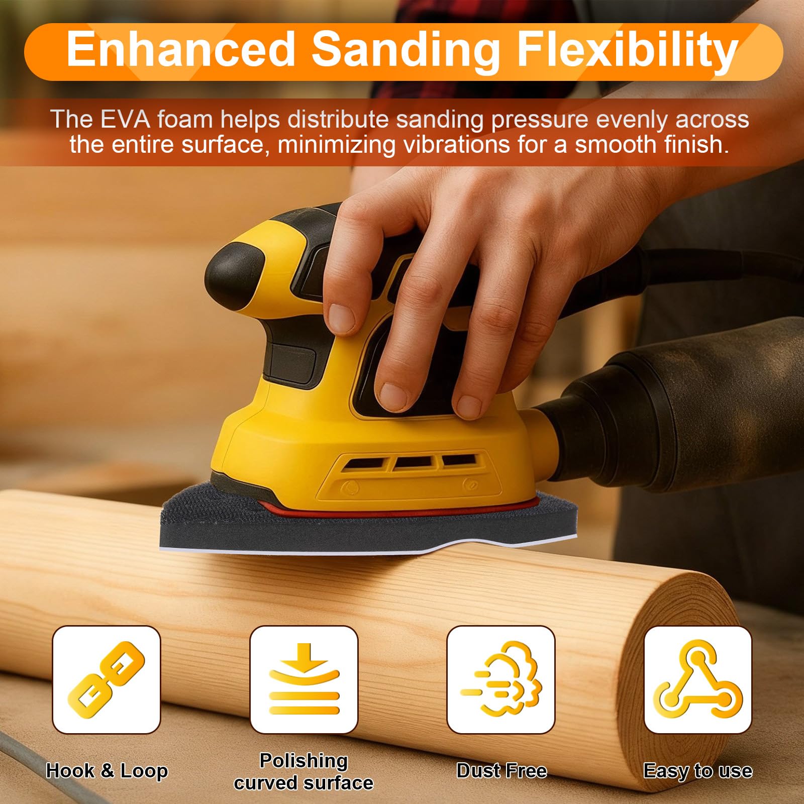 Mouse Sander Pads - 5 Pack, Hook & Loop -3