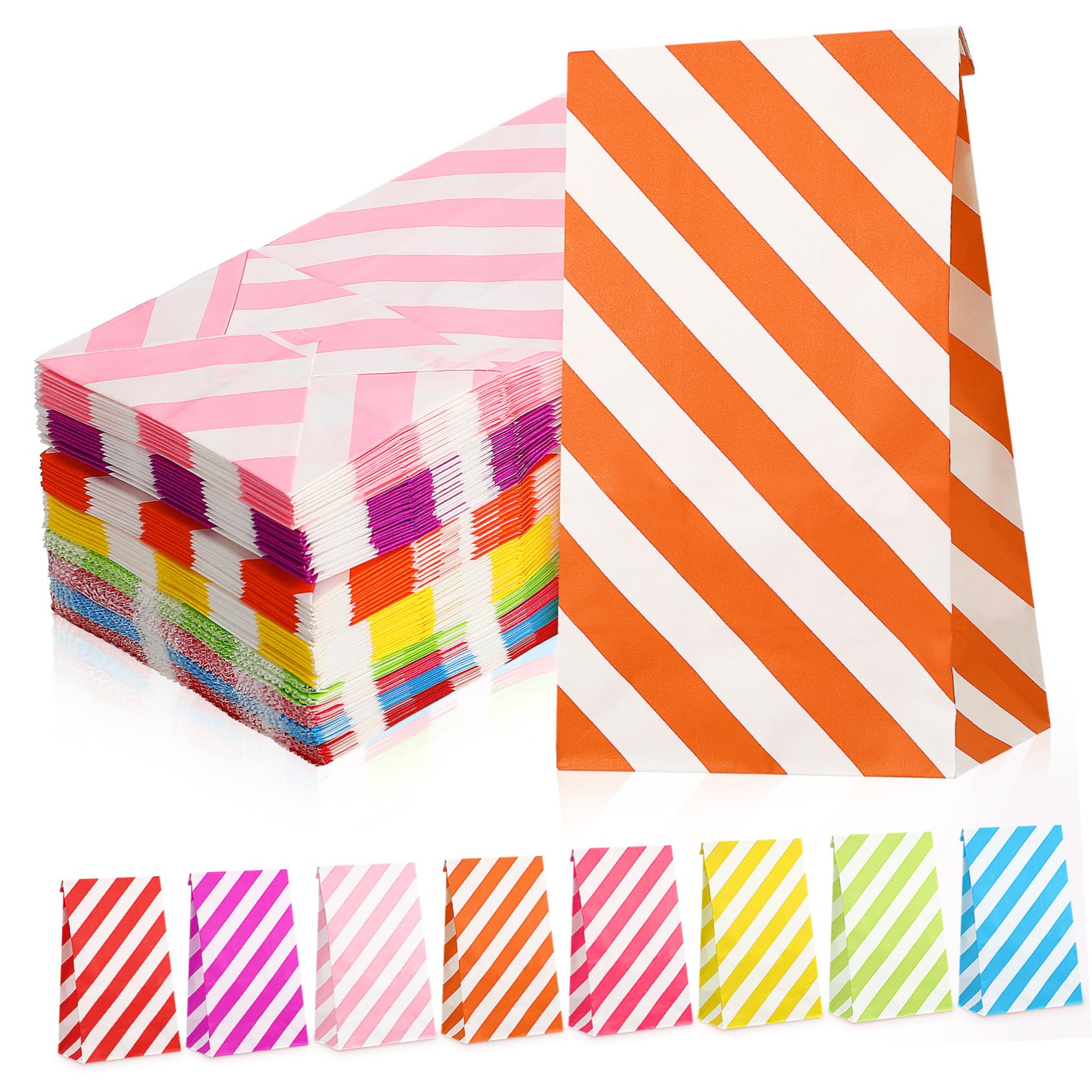 Bunte Papiertüten 80 Stück 9x6x18cm für Süßigkeiten