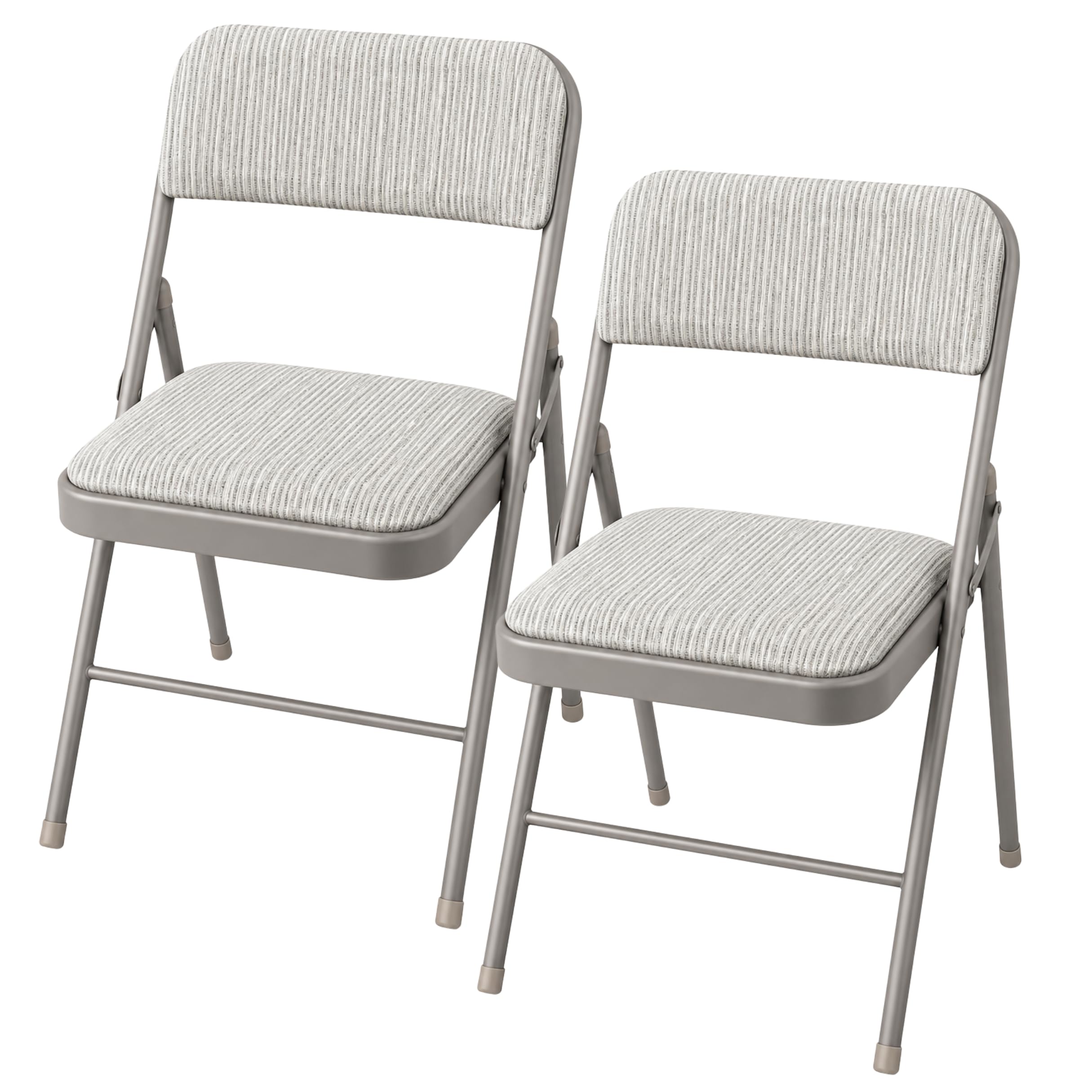 Sakusei Tools Premium Padded Folding Chair with Fabric Cushion – Heavy Duty Metal Frame, Foldable Back Rest Chair for Home, Office, Garden, or Computer Desk – Comfortable Cushioned Seat (2, Grey) — image 1