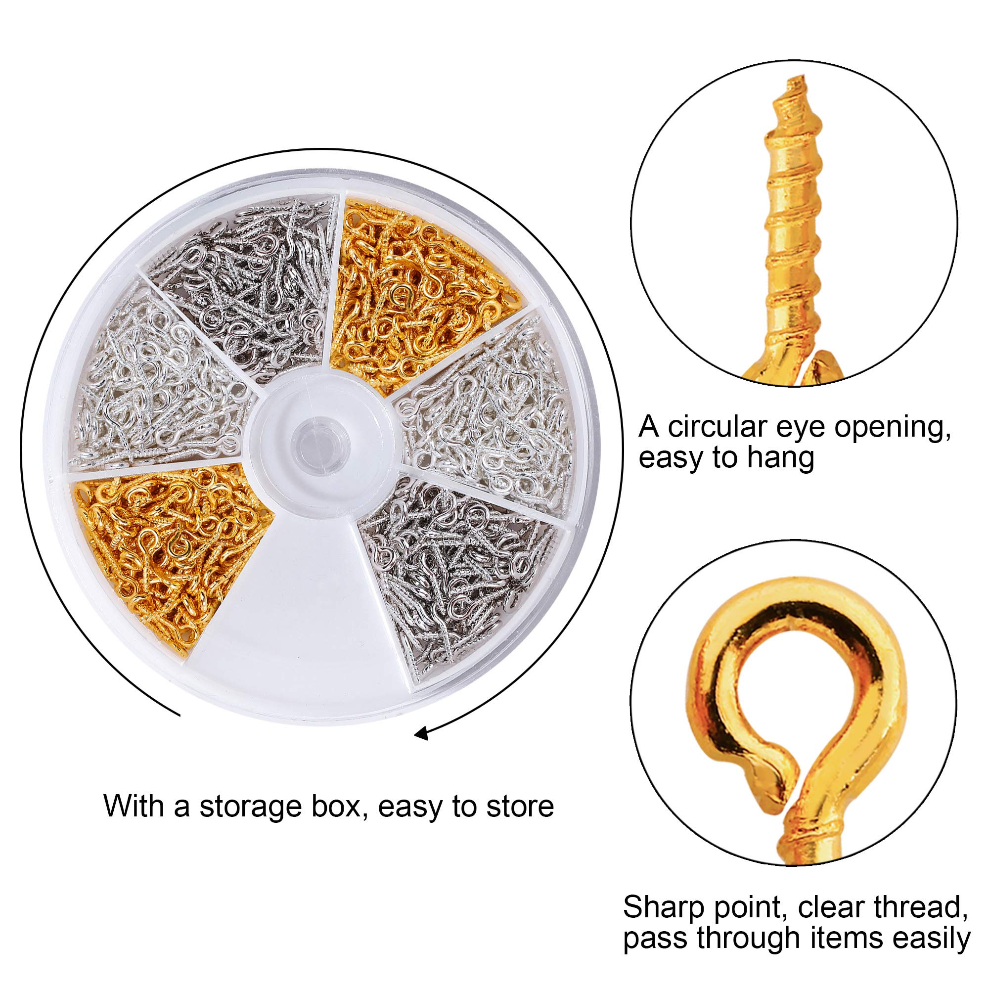 600 Pezzi Viti A Occhiello - Argento, Oro, Platino | Per Gioielli Fai-da-Te, Craft E Pendenti - Foto 8