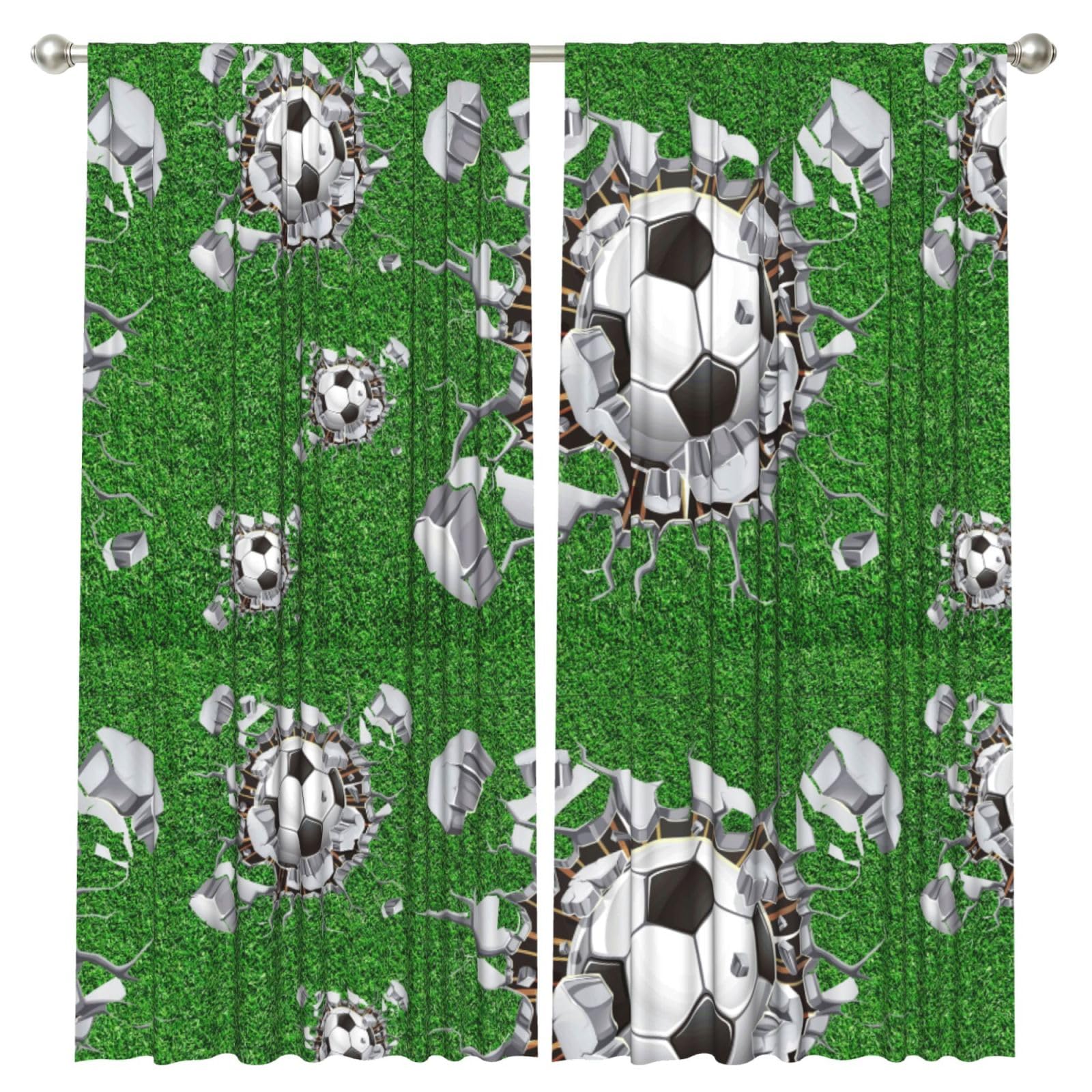 InOmak Soccer Ball Holes Design, 2 Panels Window Curtains 52 x 84 Inch Blackout Curtains for Living Room Bedroom