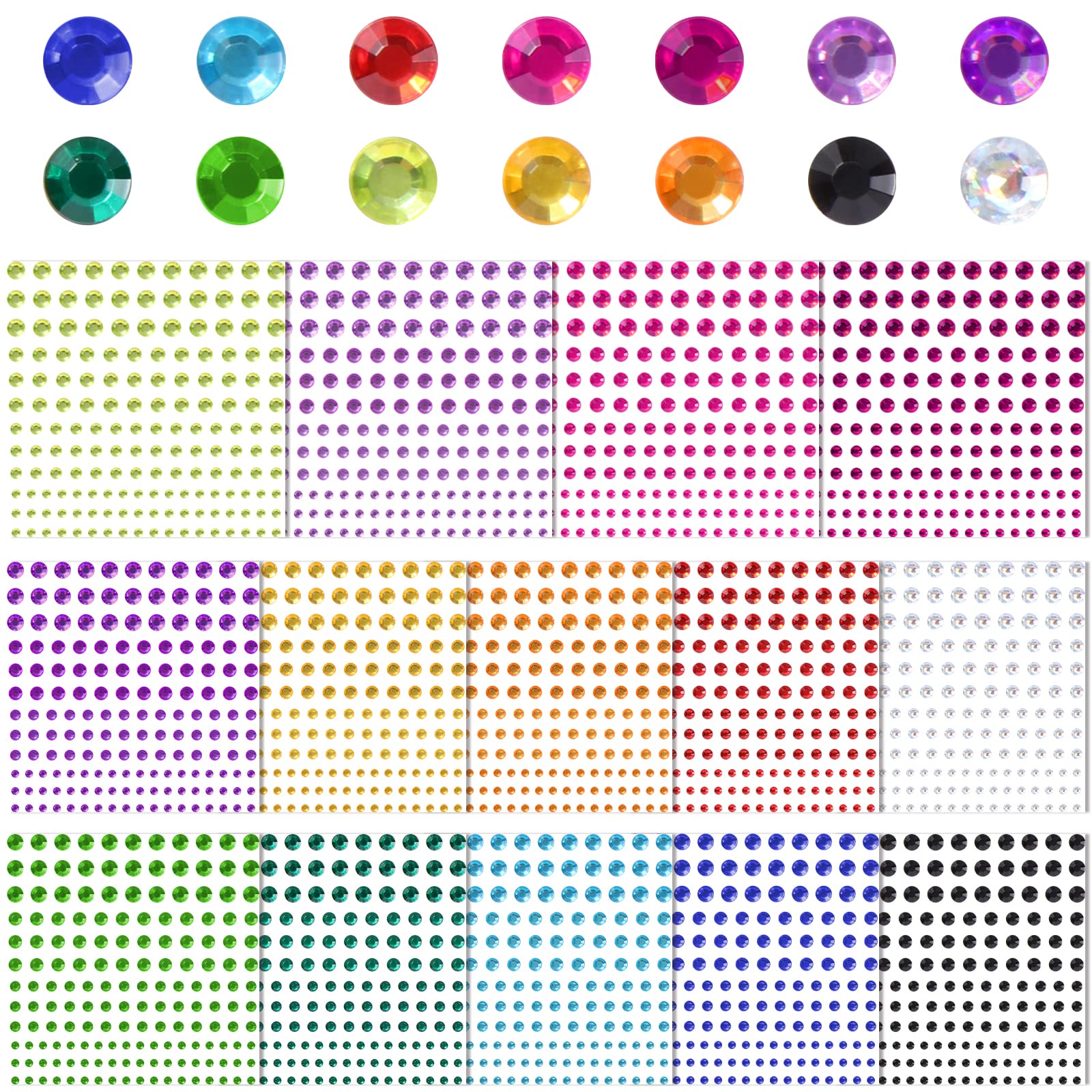 1200+PCS Strass Visage Autocollant Diamant Kit Coeur Étoiles Gouttes D'Eau Paillettes Visage Pour Maquillage Festival Mariage Carnaval Décoration Corps