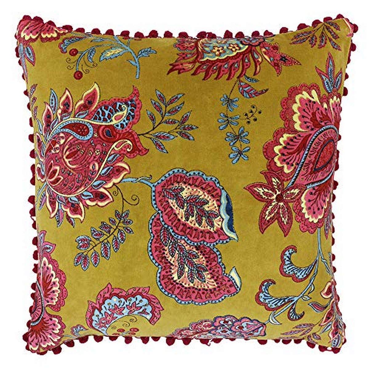 Paoletti Malisa Paisley Velvet Cushion - Yellow - 45x45cm