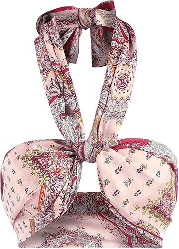 Miniatura 3 de ZAFUL - Ombliguera cruzada acanalada para mujer camiseta corta sin mangas con diseño fruncido, con lazos y estampado cruzado