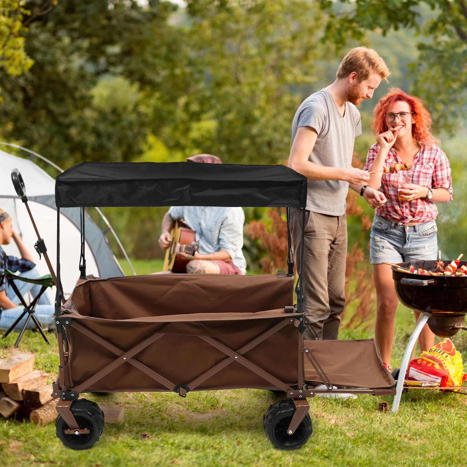 STOBAZA Toldo Plegable para Carrito Negro Resistente al Clima Cubierta para Lluvia y Sombra, Rápido de Montar, Adecuado para Salidas de Mercado