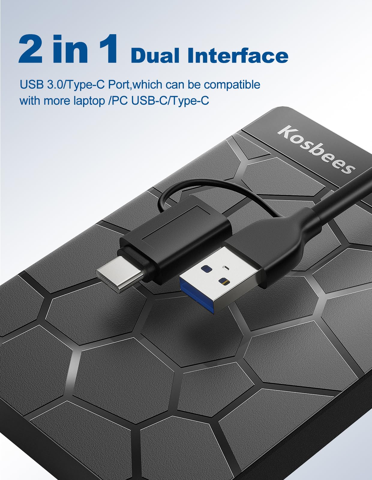 Hard disk esterno da 500 GB, hard disk portatile per Windows, ultra sottile, compatibile con PC, Mac, laptop, PS4, Xbox one, Xbox 360; pronto all'uso