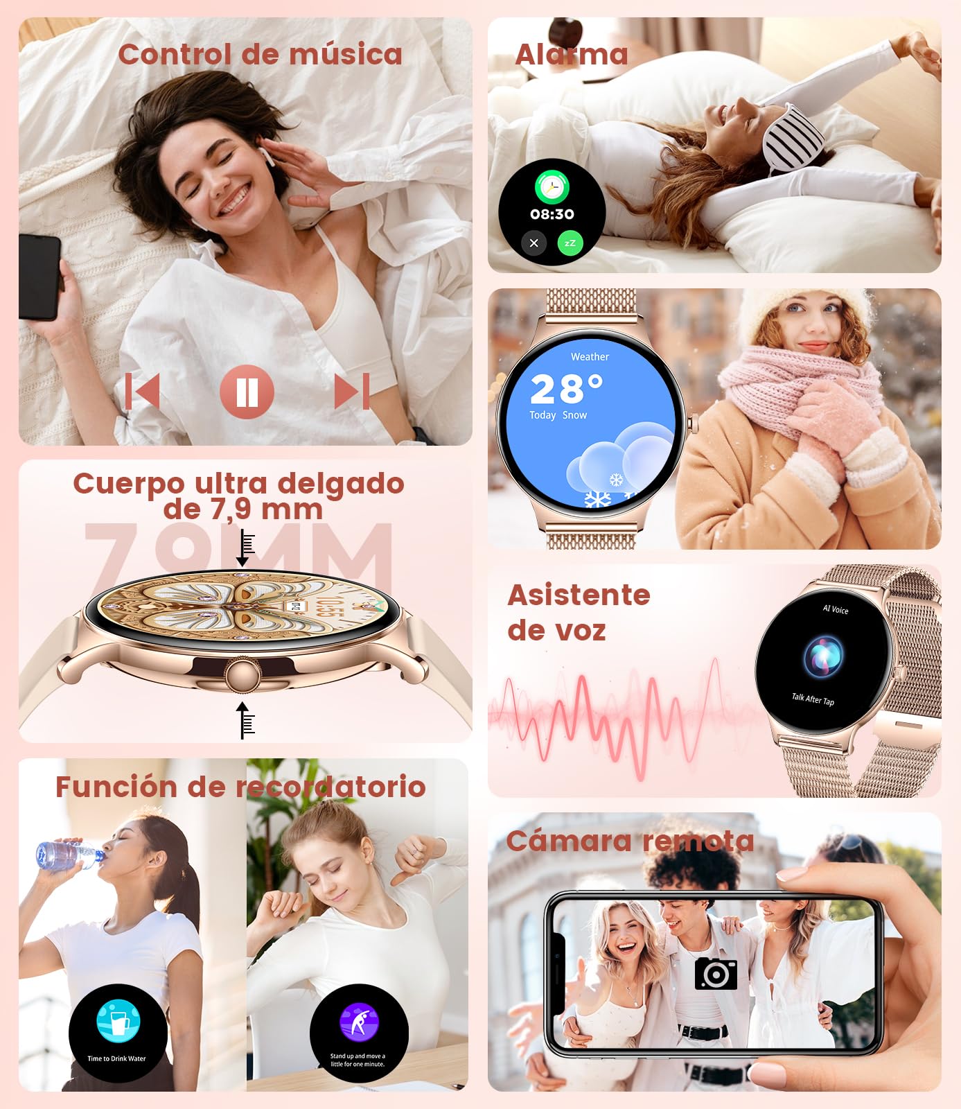LIGE Reloj Inteligente Mujer con 1.43" AMOLED, IP68 Resistente al Agua/Llamadas Bluetooth/Monitoreo de Salud (Ciclo Menstrual, Sueño, Frecuencia Cardíaca), Estilo de Vida Saludable.