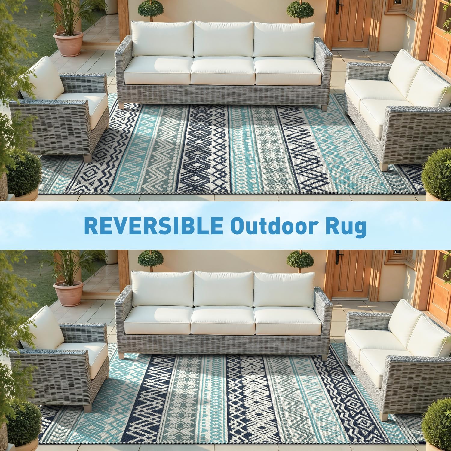 Best Clearance Outdoor Rugs of 2026 2 MontVoo Outdoor Rug Carpet Waterproof-Patio Rug Mat 5x8 Reversible RV Outdoor Ca — product photo