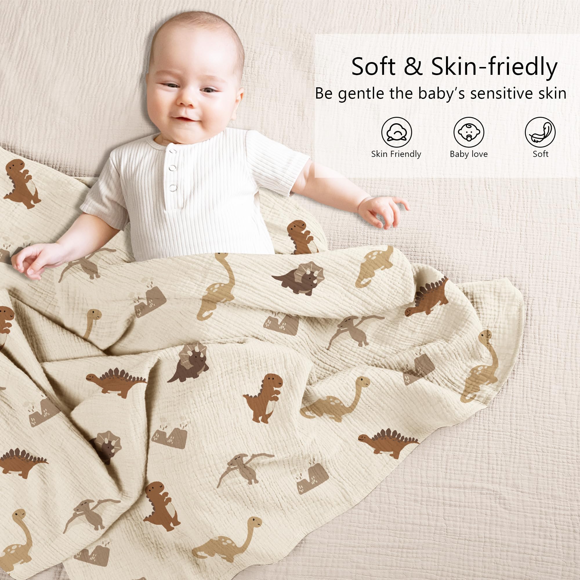 Susurration Muslin Cloths for Baby 100 x 96 cm Baby Swaddle for Boys and Girls Soft Baby Muslin Blanket - Image 2