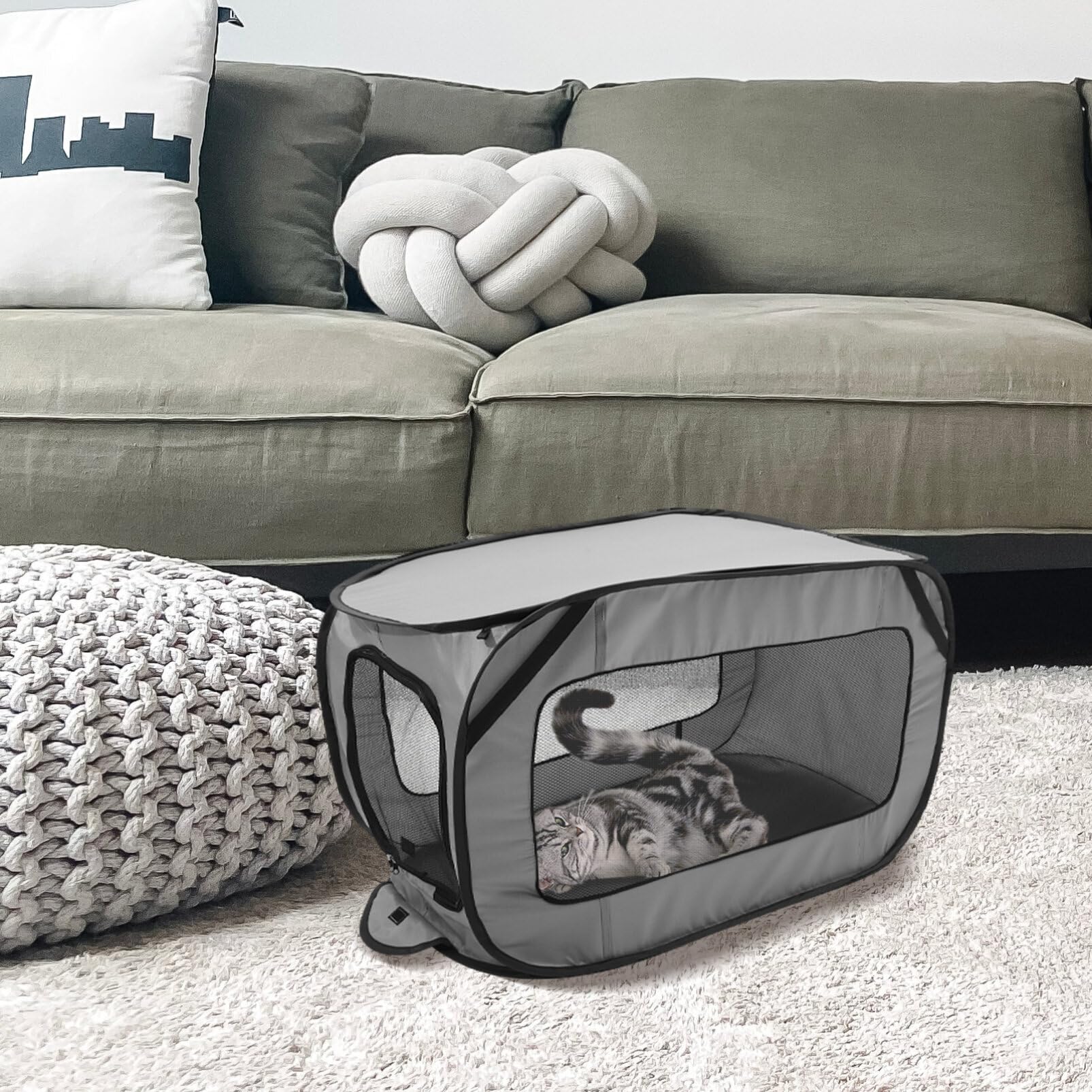 INOOMP Cama Plegable para Coche Perrera para Perros Pequeños Reposabrazos Lavable y Duradera