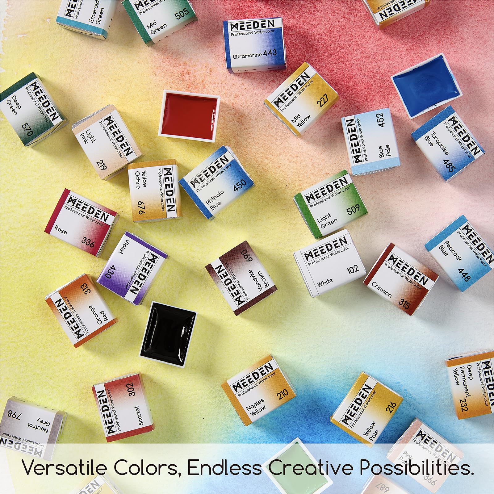 MEEDEN Kit de peinture aquarelle professionnelle 40 couleurs semi-humides