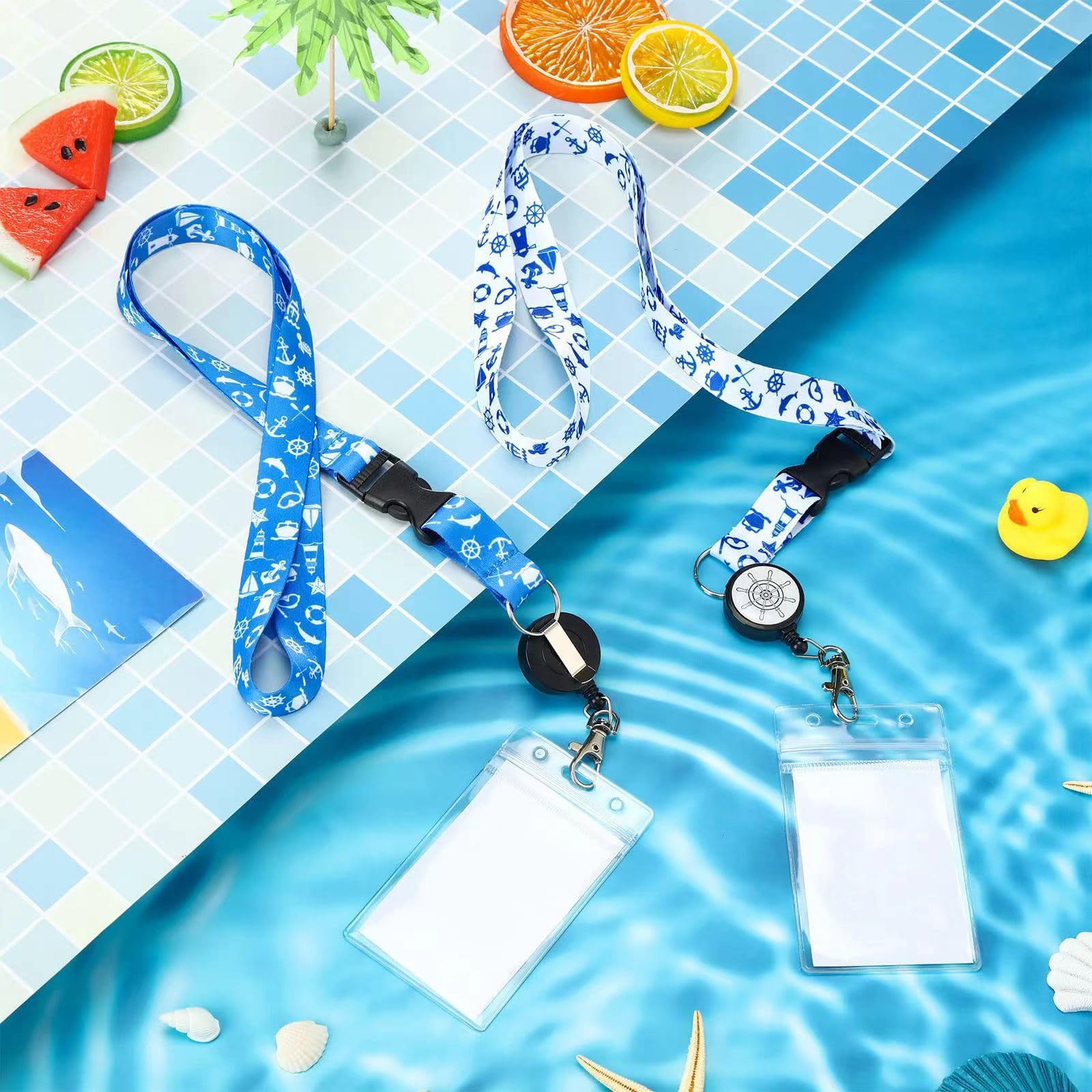 Lot de 4 cordons de croisière réglables pour cartes de navire, cordons étanches avec porte-cartes rétractables pour cartes de croisière, accessoires indispensables pour croisière, navires, cartes clés