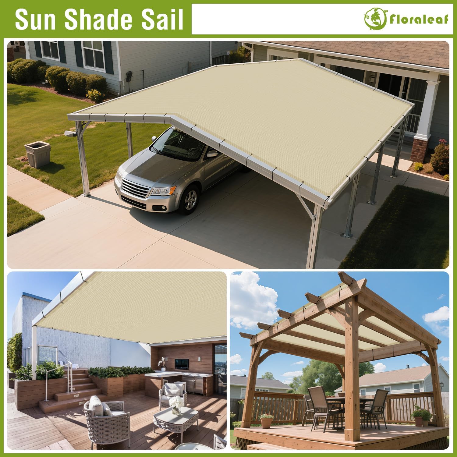 8' x 10' Sun Shade Sail Rectangle Straight Edge Permeable Canopy Sunshade Cover UV Block Shade Cloth with Grommets for Outdoor Garden, Porch, Patio, Backyard, Greenhouse, Beige