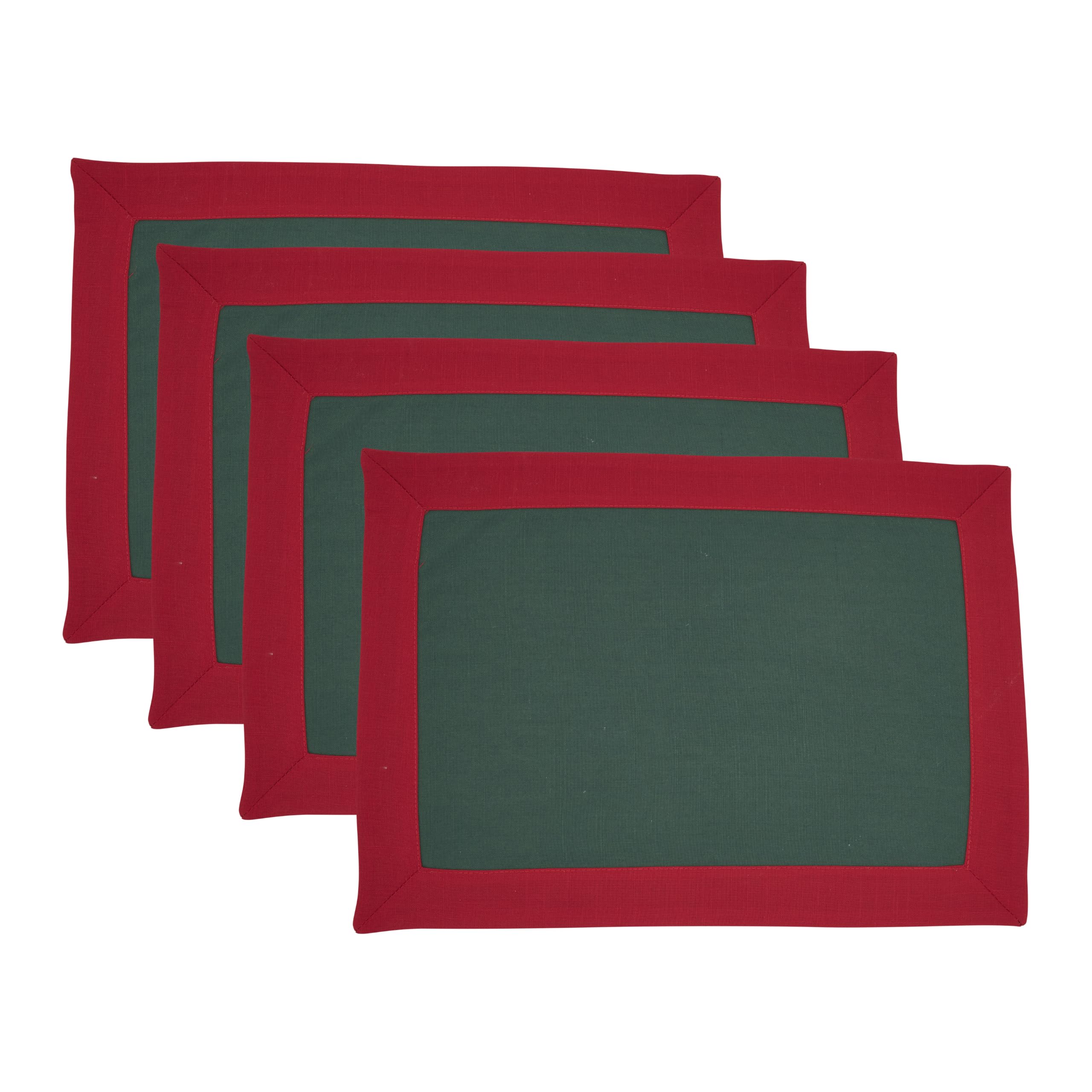 SARO Lifestyle Lot de 4 Sets de Table Classiques à Bordure – Sets de Table Quotidiens pour Salle à Manger décontractée, Repas de Famille et Tables superposées, 35,6 x 50,8 cm, Vert