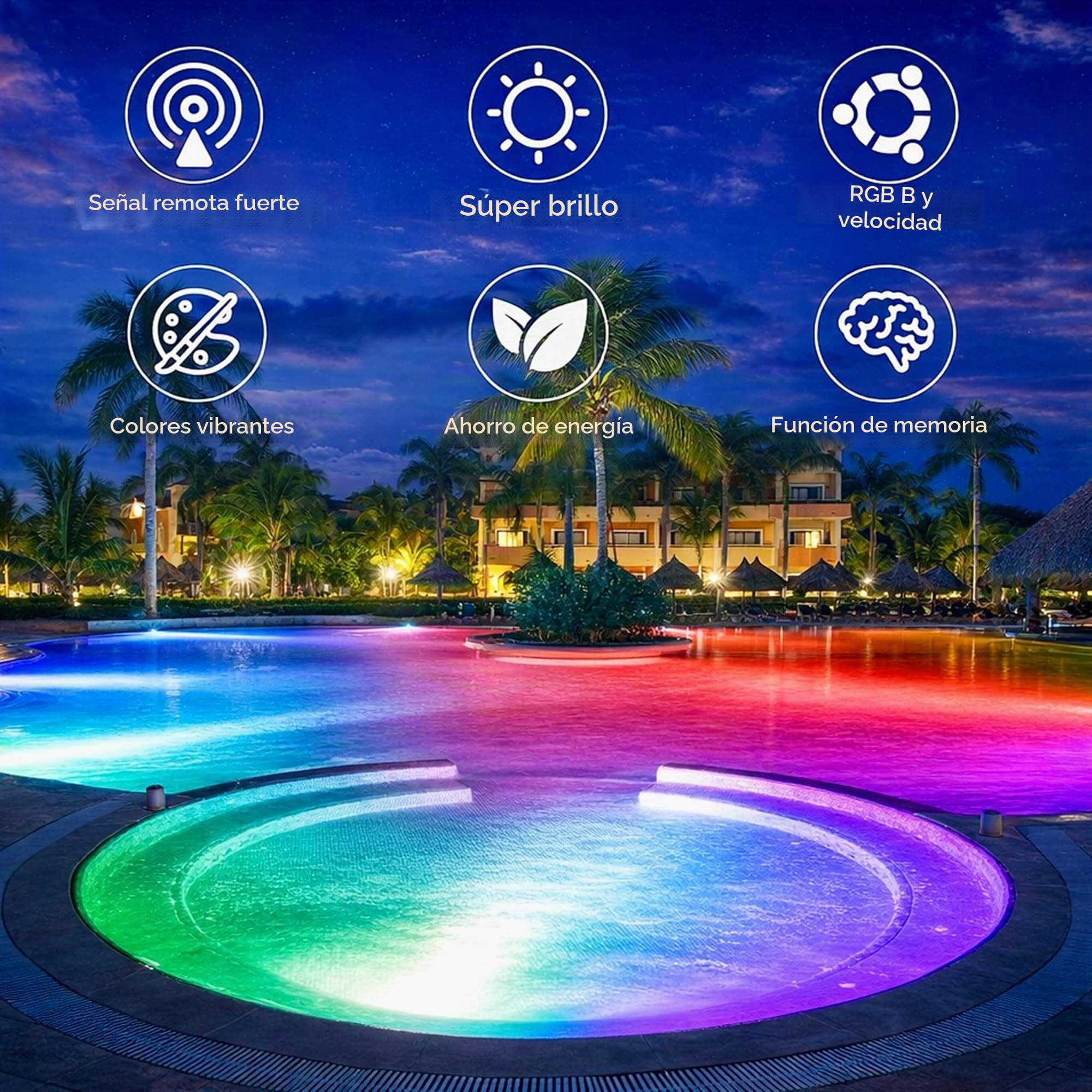V-TAC Lámpara LED para Piscina Multicolor RGB 12W - CON MANDO A DISTANCIA - PAR56 - Lámpara de Vidrio Antigolpes IP68 para Iluminación de Piscinas y Fuentes - 1260 Lúmenes - Luz de Colores