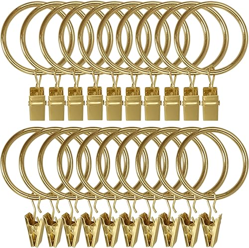 Miniatura 8 de LLPJS Paquete de 20 anillos de cortina de metal con clips, ganchos para colgar cortinas y lazos, anillos para barra de cortina de 1.5 pulgadas de