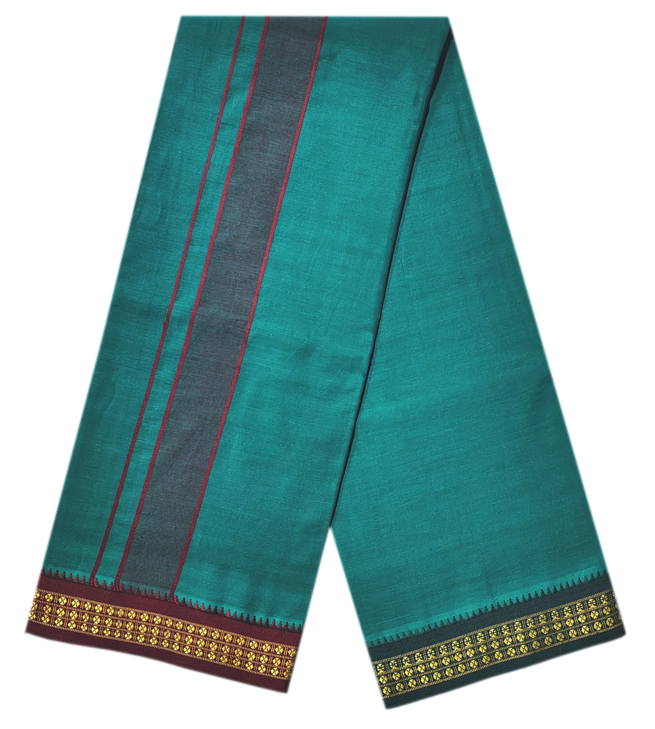 Mens 3 Row Rutraksha 100% Cotton Temple Wear Color Dhoti 2 Mtr Mundu/Vesti-image-42