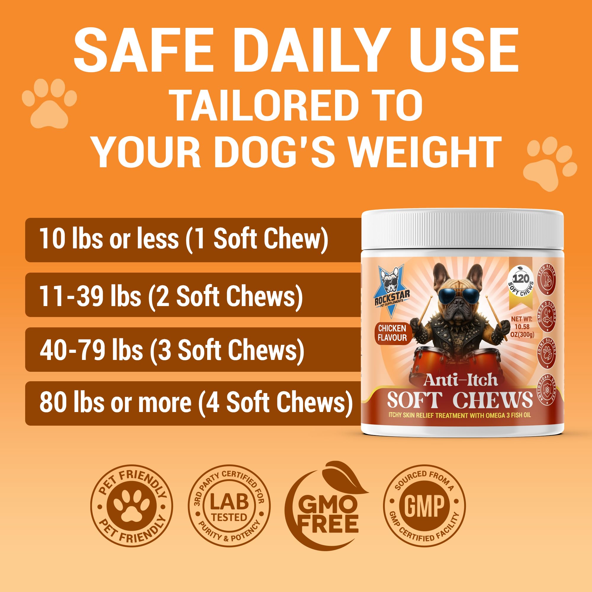 Rockstar Pet Supplements Anti-Itch Soft Chews For Dogs, Chicken - Image 4