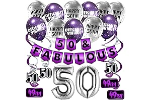 50 & Fabulous 50th Birthday Decorations Purple & Silver