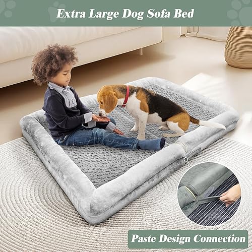 Miniatura 5 de Cama ortopédica para perro, extra grande con espuma viscoelástica, funda impermeable y lavable (36 pulgadas, gris)